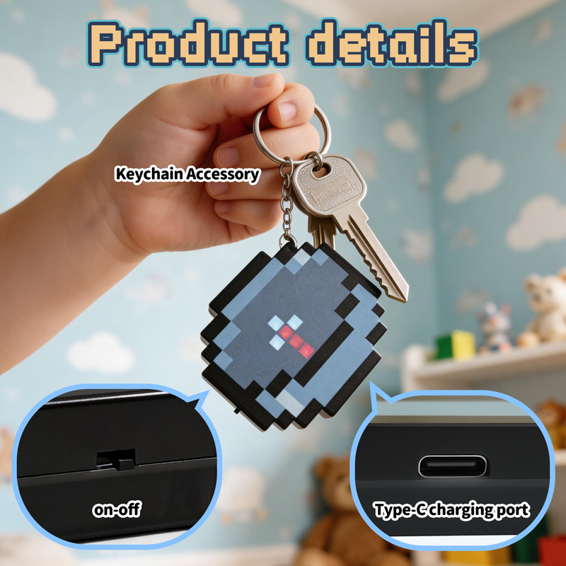 Gaming Handheld Accessories - 2026 NEW Rechargeable Pixel Compass Keychain